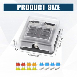 Wuyaoyao 6 Way 12V Fuse Box, 12 Volt Blade Fuse Block with LED Indicator & Waterproof Cover, Fuses Block with Negative Bus, Fuses Panel for 12V-32V Automotive Truck Marine Boat RV Van Vehicle