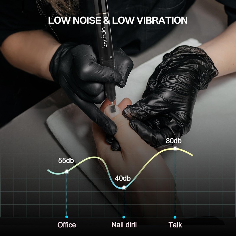 Lavinda Professional Electric Nail Drill Kit, 35000RPM Cordless Portable Machine