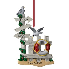Beach Ornaments for Christmas Tree -Personalized Travel Ornaments - Ready for Gift Packaging (Beach Gate)