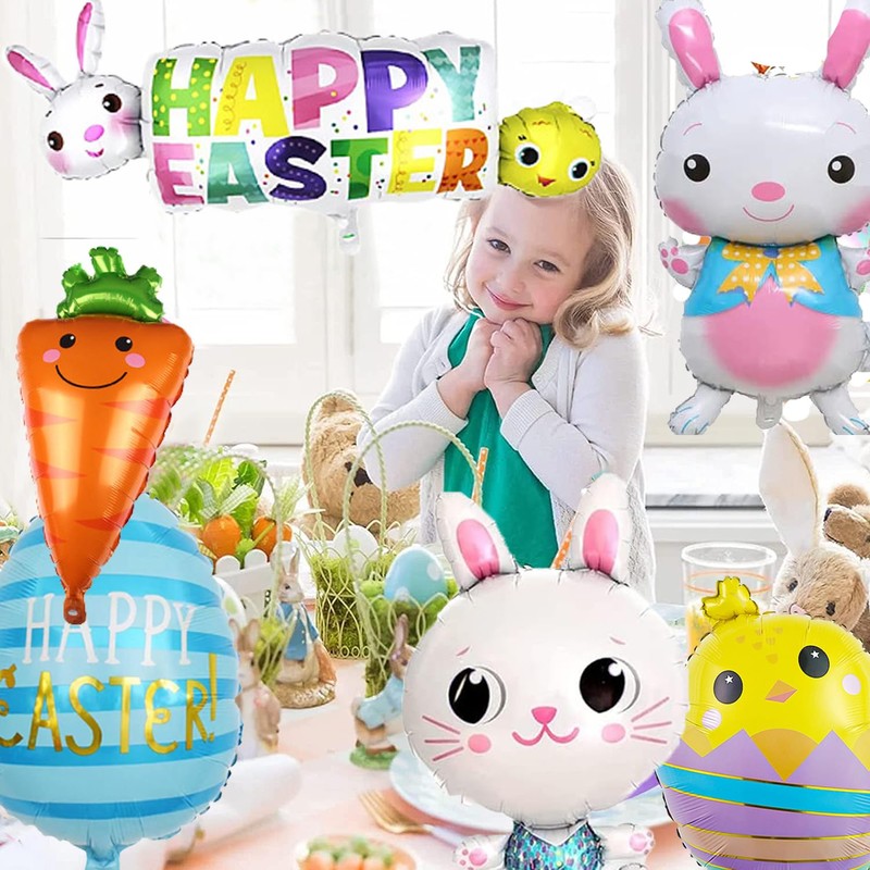 Oversized Easter Balloons 7 Pcs Easter Foil Helium Balloons for