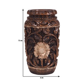 Craft Trade Hand Carved Wood Pen Holder for Desk Organizer for Home School Office Supplies Pencil Cup Pot Storage Box Suitable for Stationery - Natural Wood 14x7 cm
