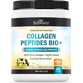 BioSchwartz Collagen Peptides Powder | Hydrolyzed Collagen for Hair, Skin, Nails, Joints & Bones | Types I & III Collagen, 18 Amino Acids | Unflavored, Non-GMO, Gluten-Free, 16 oz