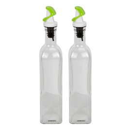 Evelyne GMT-10035 Oliver Oil and Vinegar Glass Bottle Cruet Set with Automatic Open Pouring Spout