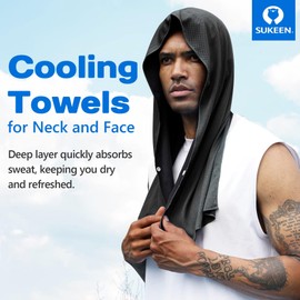 Sukeen Cooling Hoodie Towel, Absorbent Quick-Drying Cooling Towels for Neck and Face, UV Sun Protection Cooling Neck Wraps Sport Head Towel for Workout Running Cooling Towel Hot Weather