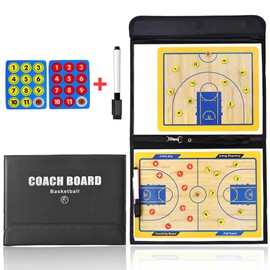 Holzsammlung Basketball Tactics Board Coach Board, Magnetic Strategy Coaching/Coaches Clipboard with Eraser Marker Pen and Magnets, Tactical Folder Strategy Board for Training and Game Analysis
