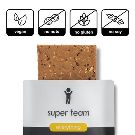 Super Team Savory + Crispy Protein Bars - Everything Bagel - 12-Count Snack Bars - High Protein (18g), High Fiber (7g), Low Sugar (1g) - Gluten Free, Nut Free, Soy Free, Vegan Plant Based Meal Replacement