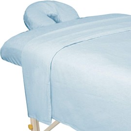 ForPro Premium Flannel 3-Piece Massage Sheet Set, Powder Blue