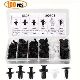 100 pcs Auto Car Bumper Retainer Clips Kit Fastener Remover Push Pin Rivet Screw