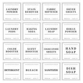 TESWEY Laundry Labels - 18PCS PVC Set for Organizing, Waterproof for Laundry Containers & Glass Jars