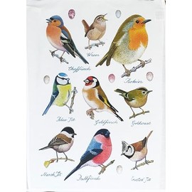 Half a Donkey Popular Garden Birds Large Cotton Tea Towel