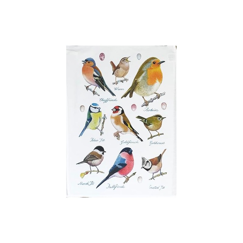 Half a Donkey Popular Garden Birds Large Cotton Tea Towel