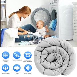 EASELAND All Season Oversized Queen Soft Quilted Down Alternative Comforter Reversible Duvet Insert with Corner Tabs,Winter Summer Warm Fluffy,Light Grey,98x98 inche