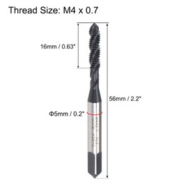 sourcing map M4 x 0.7 Spiral Flute Thread Tap, Metric Machine Threading Tap HSS Nitriding Coated, Round Shank with Square End, H2 Tolerance, 2pcs