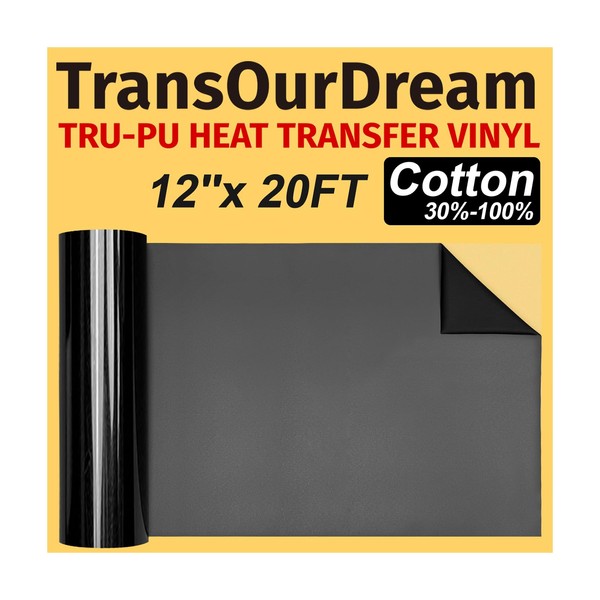 TransOurDream Matte Black HTV Heat Transfer Vinyl Roll for All
