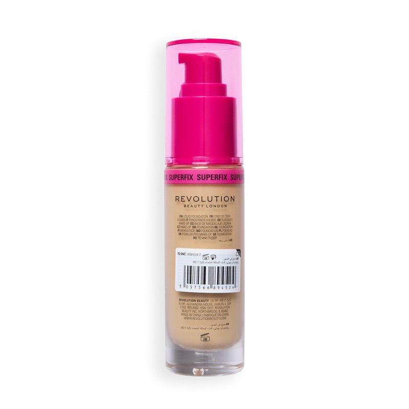 Revolution Superfix Blur Longwear Foundation, F2.5NC, 23ml