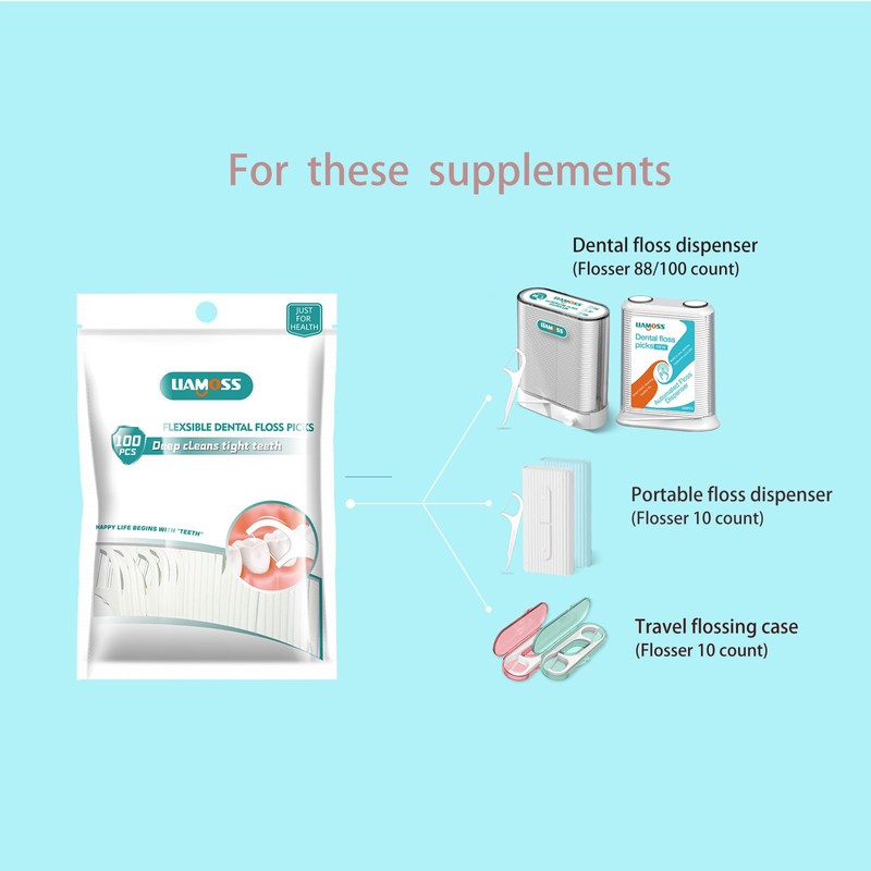 LIAMOSS Portable Dental Floss Picks 2 Case-Professional No Shred Floss