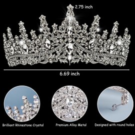 GLITZJOY Tiaras for Women, Silver Rhinestone Birthday Crown Crystal Princess Tiara Royal Queen Headband Bridal Crown Coronas Para 15 Años Quinceanera Headpiece for Girls Wedding Birthday Party