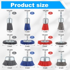 Rocaris 15 Pcs Wire Brush, Cup Brush, Wheel Brush, Pen Brush Set with 1/4-Inch Hex Shank for Rust Removal, Corrosion and Scrub Surfaces