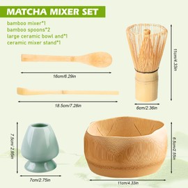 Matcha Set Matcha Whisk Set: WIYETY Matcha Whisk, Matcha Whisk, 5-Piece Set Matcha Tea Set, with Matcha Whisk, Bowl, 2 Matcha Spoons and Whisk Holder, Ceramic Matcha Kit