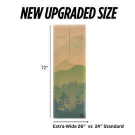 Satori Concept Cork Yoga Mat with Natural Rubber Base, Extra Size, Thickness and Support, Excellent Cushion & Grip, Non-Slip, Non-Toxic, Sweat-Resistant, Sustainable, Eco-friendly Exercise Mat (Mountain, Standard 72 x 26 x 4mm)