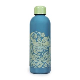 Half Moon Bay Strawberry Thief - by William Morris - Sage Green/Blue 16 Ounce (500ml) Double-Walled Stainless Steel Sports Water Bottle