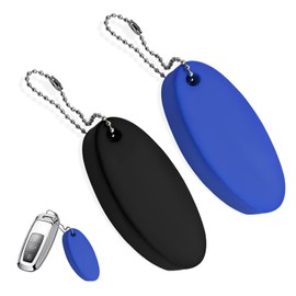 MUQIDA 2 PCS Floating Keychain, Oval Foam Floating Key Ring for Boating Fishing Surfing, Boat Key Chain for Outdoor Sports (Black+Blue)