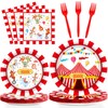 gisgfim 96 Pcs Circus Party Supplies Paper Plates Napkins Carnival