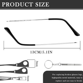 1 Pair Silver Thin Metal Eyeglass Replacement Arms – Ideal for Glasses and Sunglasses Frame Repair