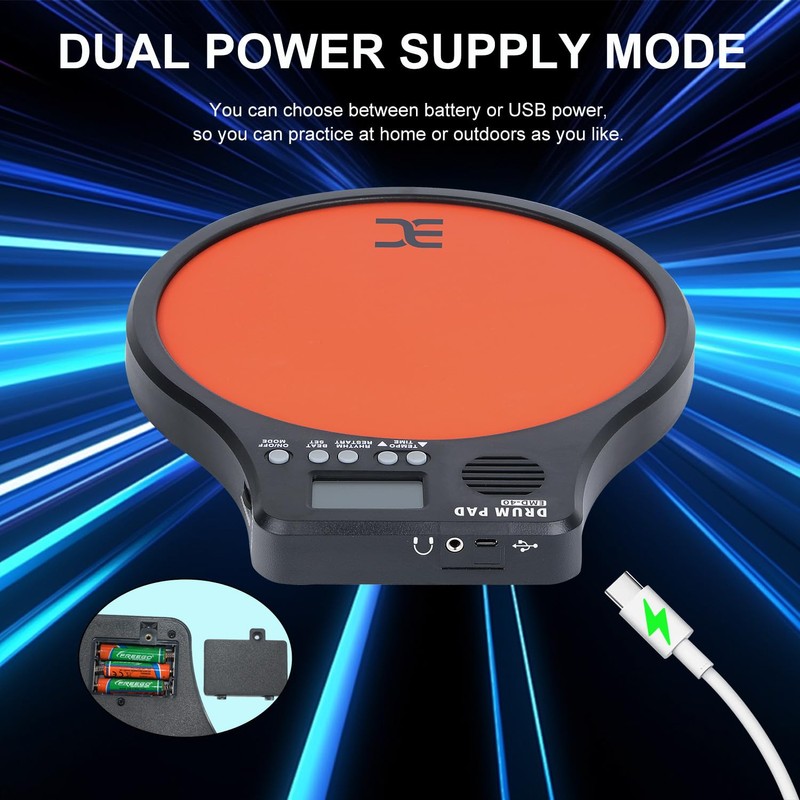 EX [3-IN-1] Portable Digital Electronic Drum Pad, with [Metronome, Speed
