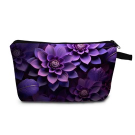 MoCaliduccious Flower Cosmetic Bags for Women Small Makeup Bag with Zipper Birthday Gift for Friend Flower Travel Toiletry Organizer Bag