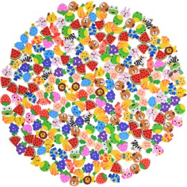 Coollooda Mini Erasers【Approx. 200pcs】Pencil Erasers Fruit Animal Lovely Cute Pets, Animals, Fruits Home School Work Classroom Kids Reward Gift Prizes