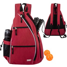 Sucipi Pickleball Bag Pickleball Backpack for Women Men Pickleball paddle Backpack Reversible Pickleball Paddle bag Pickleball Rackets Bags for Ladies (Wine Red)