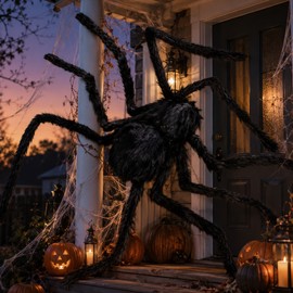 Giant Hairy Halloween Spider Decoration – Realistic Bendable Plush Spider for Indoor Outdoor Yard, Porch & Party Décor