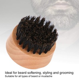 Cepillo para barba, cerdas de jabalí Cepillo para barba de madera pequeño y redondo - Cepillo para barba de madera de peso ligero y nogal negro para hombres(# 1)