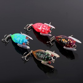 Okuyonic Fishing Lure, Cicada Lure Dual Treble Hook Fish Bait 2 Rubber Blades Cicada Bait Fishing Lures Kit Fishing Bait with 2 Treble Hooks for Fishing