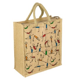 EliteKoopers Zippable Jute Bag for Shopping Grocery, Lunch Or Gift Reuasble Bag (Large-40x34x12cm)