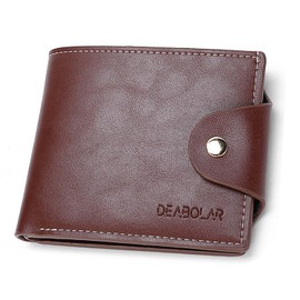 SPDTECH Men Wallet with Clip Brown PU Material 3 Credit Card Holder 2 Money Pockets 1 Clear Window Suitable for Men Women Gifts without RFID Slim Small Wallets for Traveling