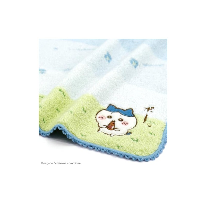 Chiikawa Gentle Breeze Towel Handkerchief Blue Hachiware Lace No Twist