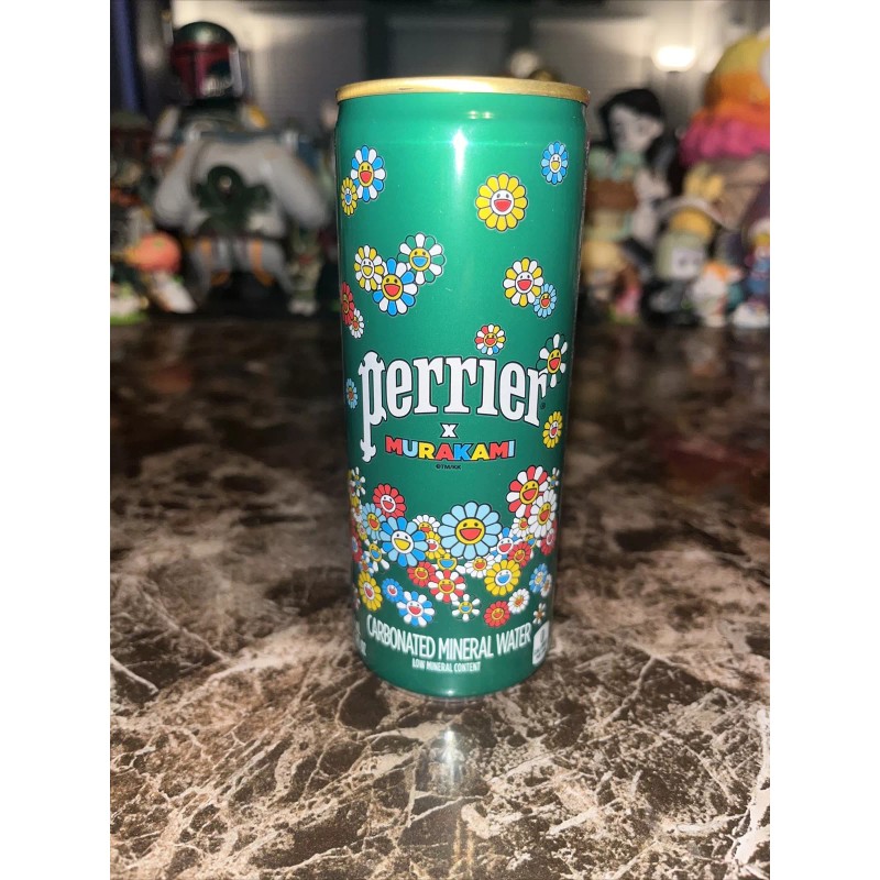 Takashi Murakami Flowers Perrier Mineral Water 8.45oz Slim Can RARE/LIMITED