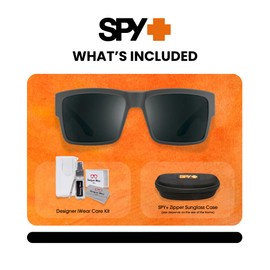 Spy Cyrus 6700000000074 58 MM Soft Matte Dark Gray/Happy Gray Green Polarized with Black Spectra Mirror 58M Square Sunglasses for Men +Bundle with Accessory Eyewear Kit