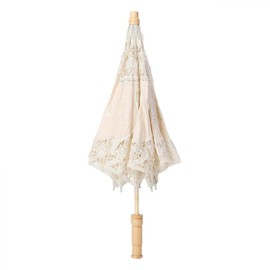 Fdit Handmade Wedding Lace er Embroidery, Parasol Wedding Bride Parasol Photography Decoration Umbrella (L-Beige)