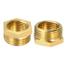 DTGN G3/4 Male x G1/2 Female Brass Pipe Fitting - 2Pack - Good for Pipe Connection - Brass Reducer Adapter - Gold Tone