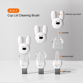 4 in 1 Cup Lid Cleaning Brush, Multifunctional Bottle Cleaning Brush, Cup Crevice Cleaning Tools, Easy to Clean and Storage, Cup Lid Gap Cleaner, Home Kitchen Cleaning Tools - 3Pcs