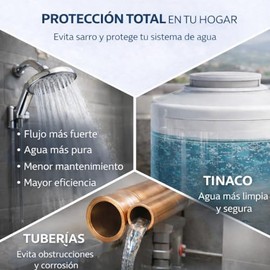 Sistema Antisarro y Suavizador de Agua para Cisterna Industrial 10,000 a 20,000 L | 7 Meses de Protección | Filtro Magnético | Descalcificador | No Tóxico | TECHNOSAR