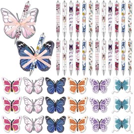 Ioffersuper 36 Sets Butterfly Sticky Note with Pens Butterfly Shaped Notepad Butterflies Retractable Ballpoint Pen to Do List Memo Pad for Back to School Gift Office Supplies Teacher Appreciation Gift