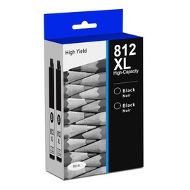 812XL Black Ink Cartridges Remanufactured for EPSON 812XLT812 for 812xl Ink cartridges Combo Pack Work with Work for WF-7840 WF-7820 WF-7310 EC-C7000 Printers(2 Black)