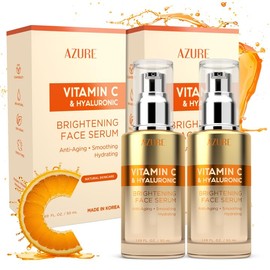 Vitamin C Face Serum with Hyaluronic Acid - Korean Vitamin C Serum for Face - Anti Aging, Brightening Serum for Dark Spots & Wrinkles - Face Serum for Women - Each 1.69 oz - 2 Pack