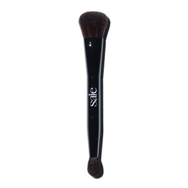 Saie The Double Brush - Multi-Use Dual Ended Makeup Brush To Highlight, Contour and Conceal - Large Ended Face Brush For Sculpting + Precise Application - Vegan, Cruelty-Free (1 Count)