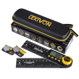 LEXIVON Aluminum Digital Angle Finder Gauge, 5-inch/130mm Multi-Purpose Protractor, Includes XL Display and Rugged Zippered Pouch (LX-DAF5)