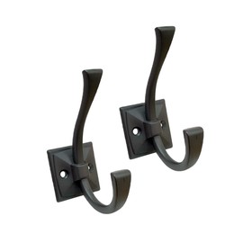 QCAA Coat and Hat Hook, Zinc Die Cast, Oil Rubbed Bronze, 2 Pack, Made in Taiwan